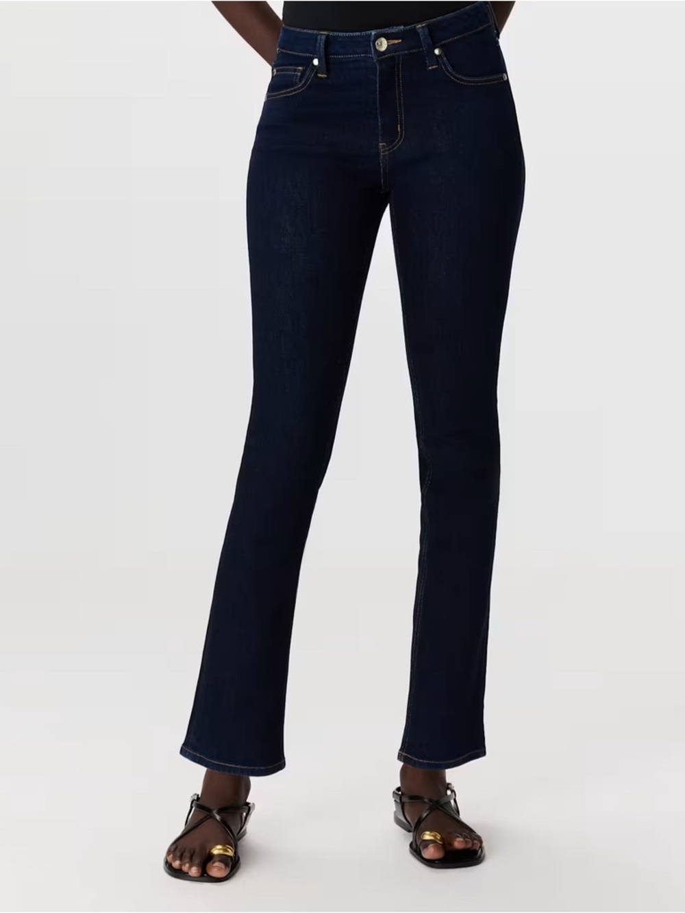 Quince Luna Stretch Slim Straight Jeans Deep Rinse Size 26
